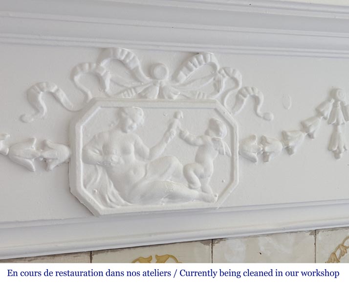 Louis XVI style wood mantel decorated with a mythological scene Louis XVI style wood mantel decorated with a mythological scene-7