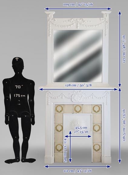 Louis XVI style wood mantel decorated with a mythological scene Louis XVI style wood mantel decorated with a mythological scene-11