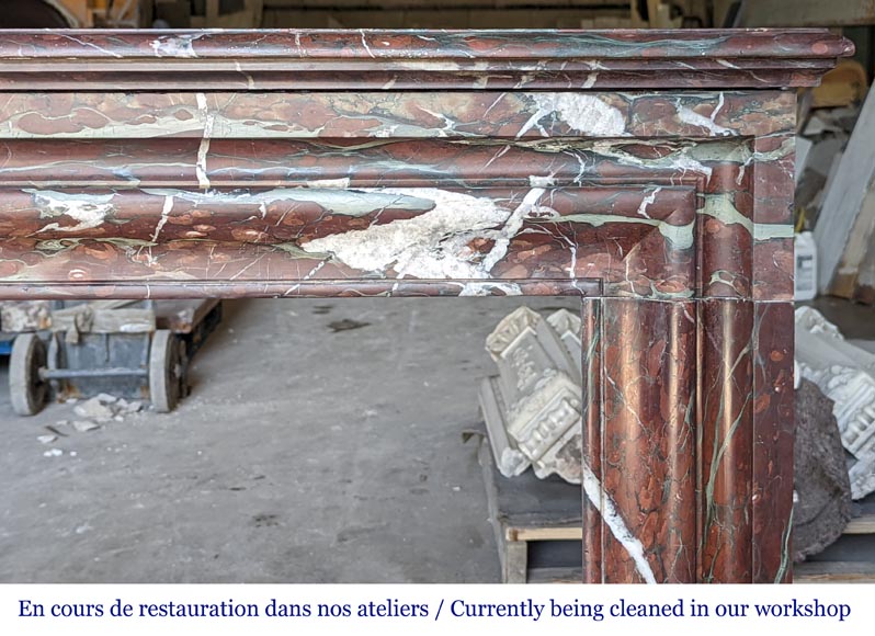 Louis XIV style mantel in Griotte marble Louis XIV style mantel in Griotte marble-6