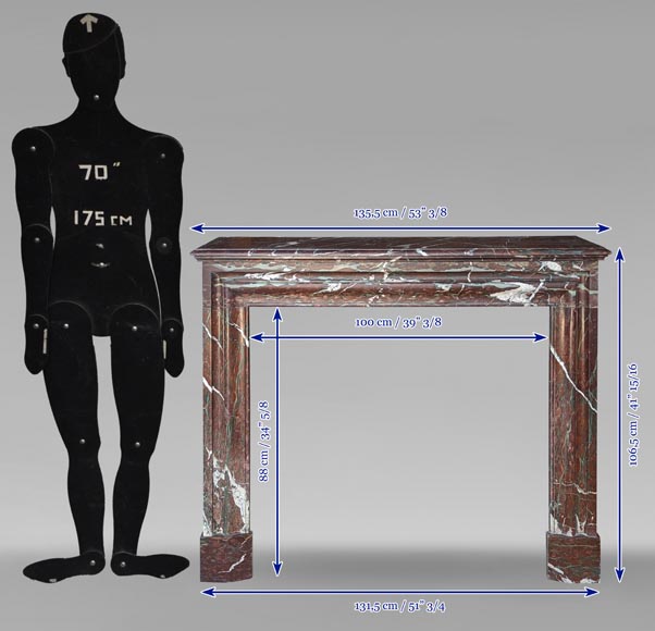 Louis XIV style mantel in Griotte marble Louis XIV style mantel in Griotte marble-9