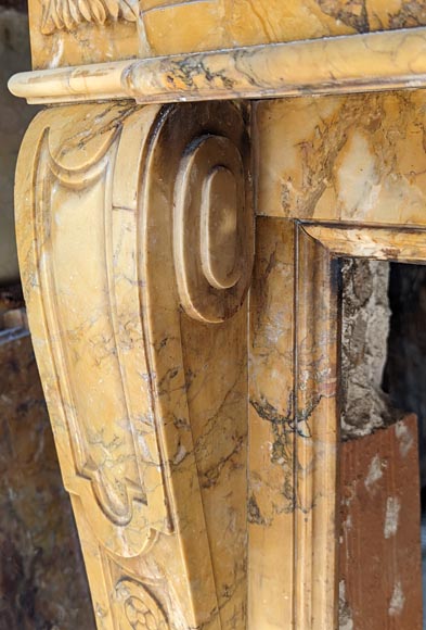 Louis XVI style mantel adorned with interlacing flowers in Sienna Brocatelle. Louis XVI style mantel adorned with interlacing flowers in Sienna Brocatelle.-4