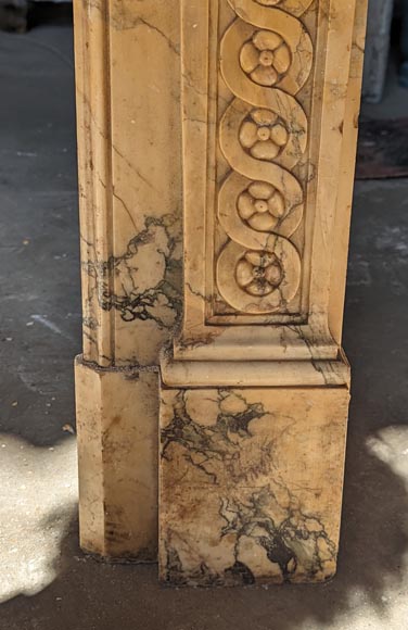 Louis XVI style mantel adorned with interlacing flowers in Sienna Brocatelle. Louis XVI style mantel adorned with interlacing flowers in Sienna Brocatelle.-8