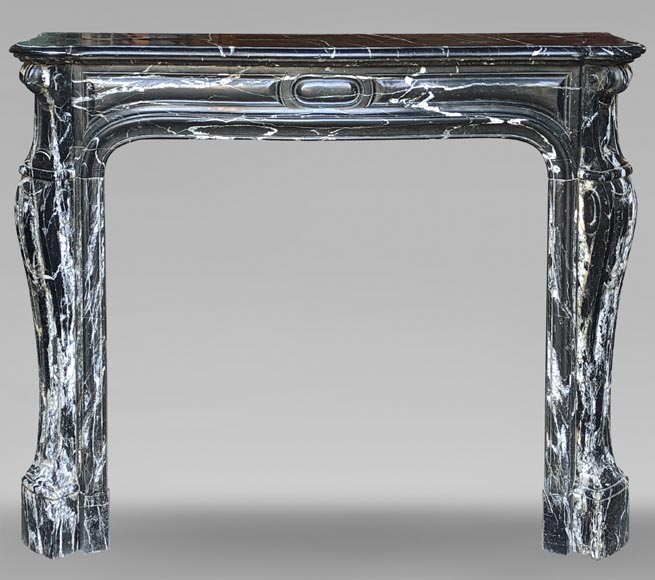 Black Marquina marble Pompadour mantel in the Louis XV style Black Marquina marble Pompadour mantel in the Louis XV style-0