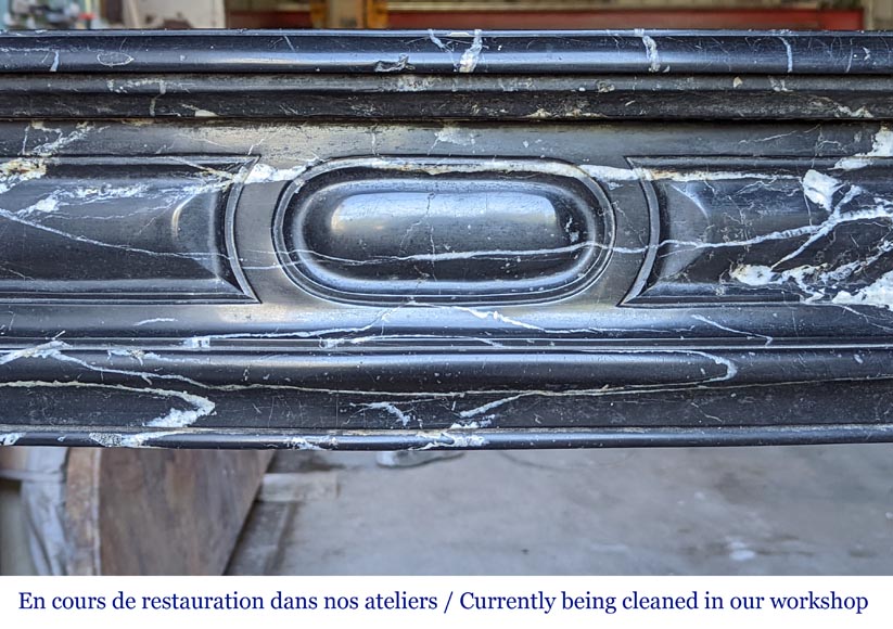 Black Marquina marble Pompadour mantel in the Louis XV style Black Marquina marble Pompadour mantel in the Louis XV style-1