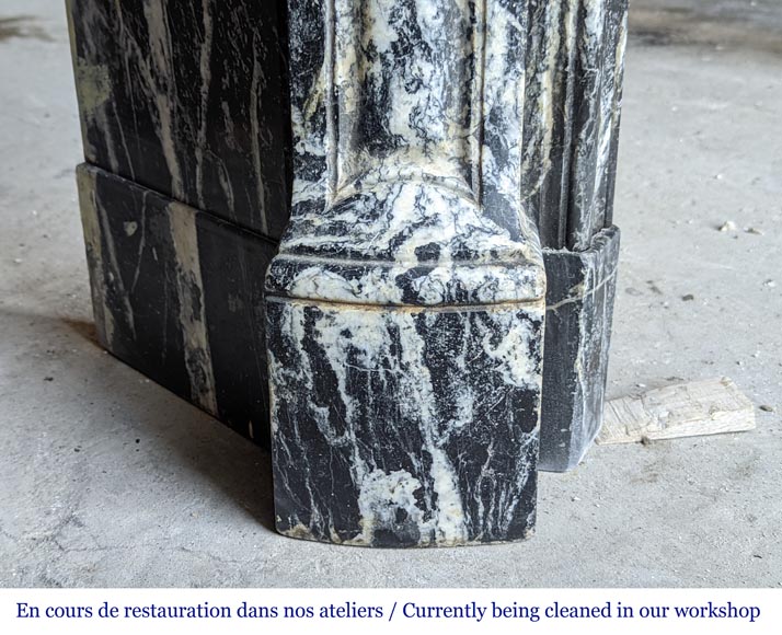Black Marquina marble Pompadour mantel in the Louis XV style Black Marquina marble Pompadour mantel in the Louis XV style-4