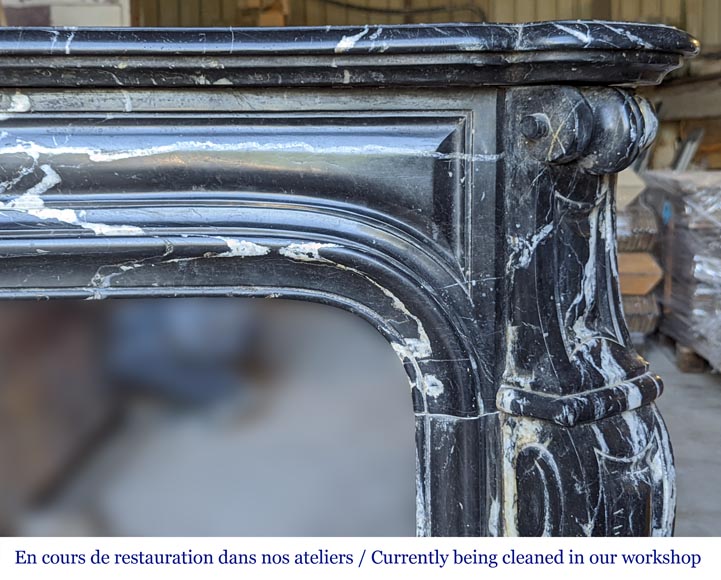Black Marquina marble Pompadour mantel in the Louis XV style Black Marquina marble Pompadour mantel in the Louis XV style-6
