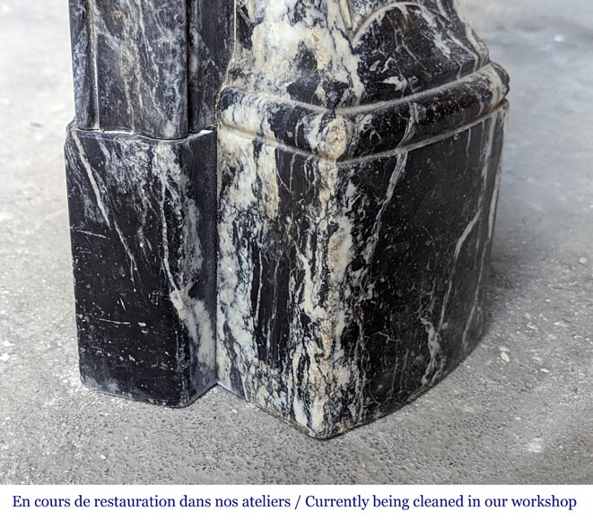 Black Marquina marble Pompadour mantel in the Louis XV style Black Marquina marble Pompadour mantel in the Louis XV style-7
