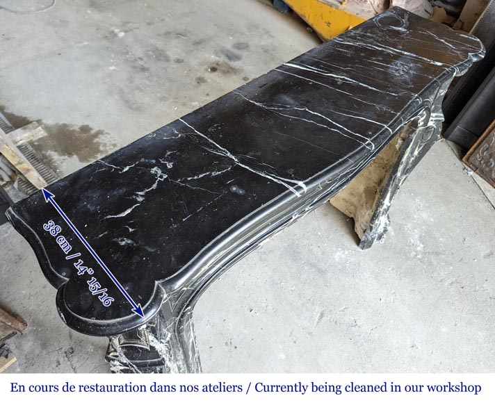 Black Marquina marble Pompadour mantel in the Louis XV style Black Marquina marble Pompadour mantel in the Louis XV style-8