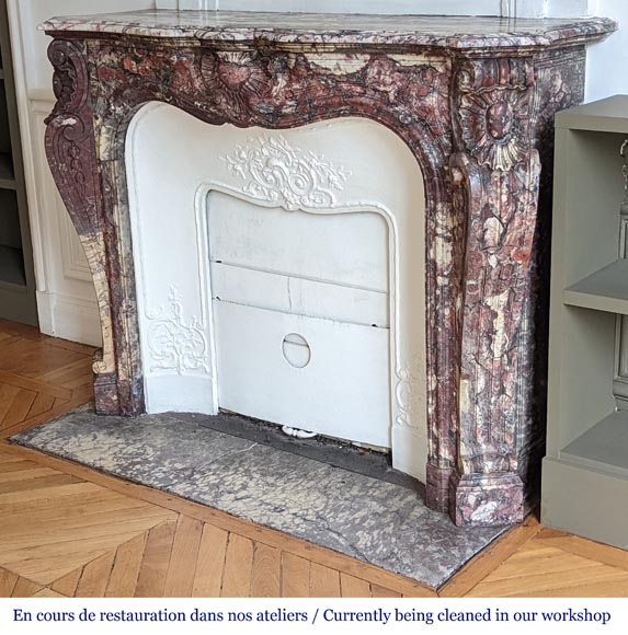 Napoleon III style Fleur de pêcher marble mantel Napoleon III style Fleur de pêcher marble mantel-8