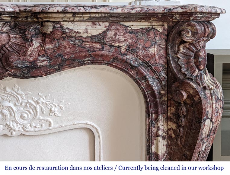Napoleon III style Fleur de pêcher marble mantel Napoleon III style Fleur de pêcher marble mantel-9