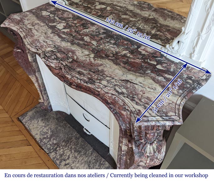 Napoleon III style Fleur de pêcher marble mantel Napoleon III style Fleur de pêcher marble mantel-14