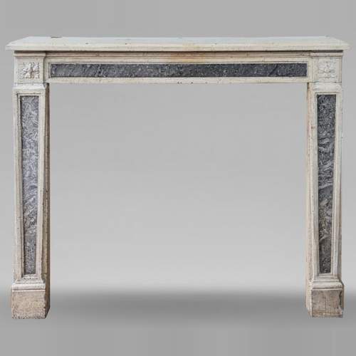 Louis XVI period stone and marble mantel
