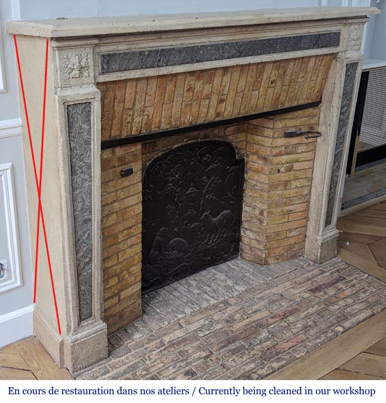 Louis XVI period stone and marble mantel Louis XVI period stone and marble mantel-2