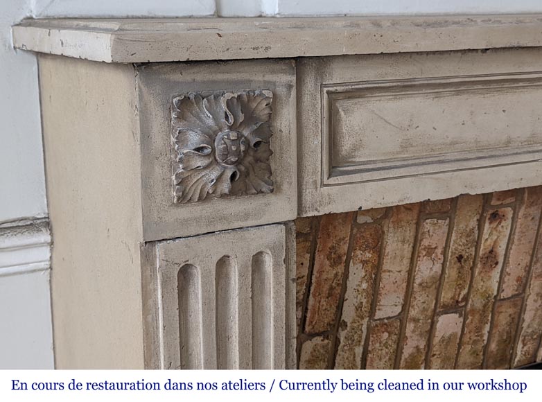 Louis XVI period mantel with fluted stone legs Louis XVI period mantel with fluted stone legs-3