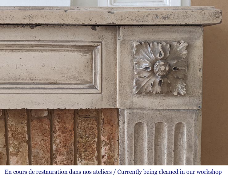 Louis XVI period mantel with fluted stone legs Louis XVI period mantel with fluted stone legs-6
