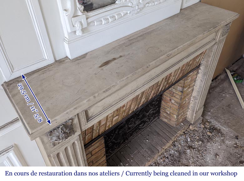 Louis XVI period mantel with fluted stone legs Louis XVI period mantel with fluted stone legs-8