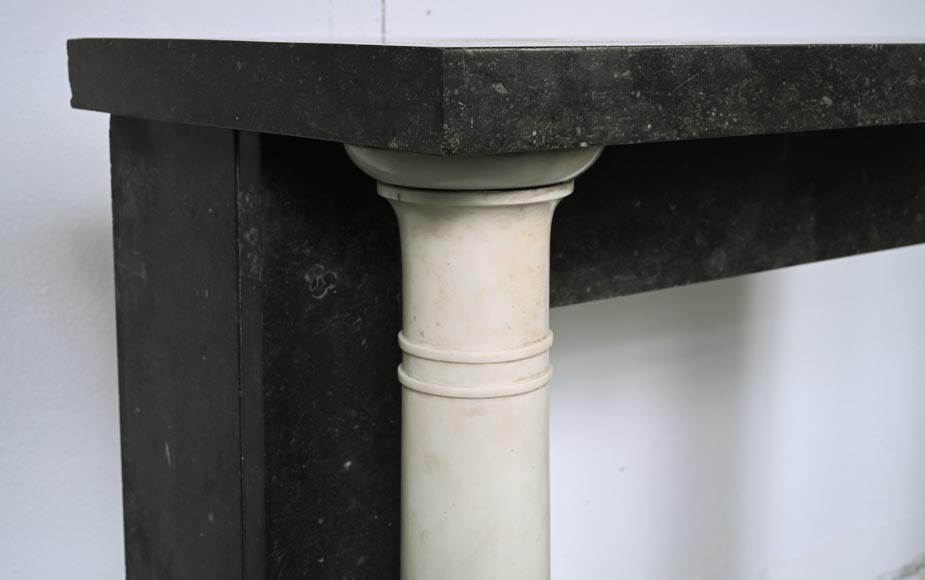 Directoire style mantel with detached columns in statuary marble and granite Directoire style mantel with detached columns in statuary marble and granite-3