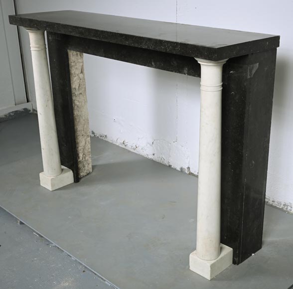 Directoire style mantel with detached columns in statuary marble and granite Directoire style mantel with detached columns in statuary marble and granite-5