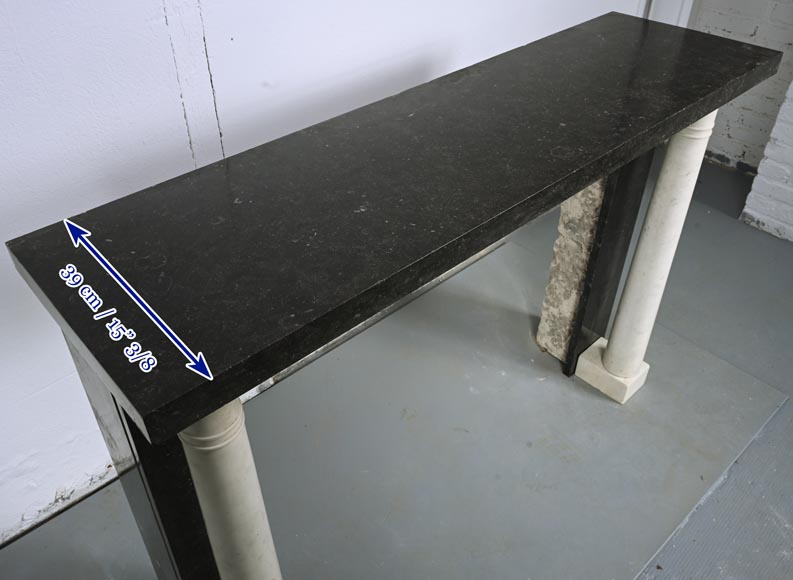 Directoire style mantel with detached columns in statuary marble and granite Directoire style mantel with detached columns in statuary marble and granite-8