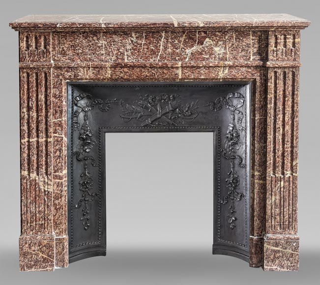 Small Louis XVI style mantel with Campan marble jambs Small Louis XVI style mantel with Campan marble jambs-0
