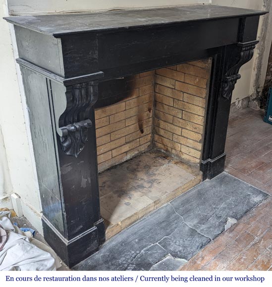Napoleon III style mantel in black marble Napoleon III style mantel in black marble-2