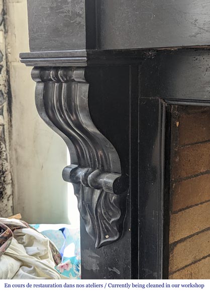 Napoleon III style mantel in black marble Napoleon III style mantel in black marble-4