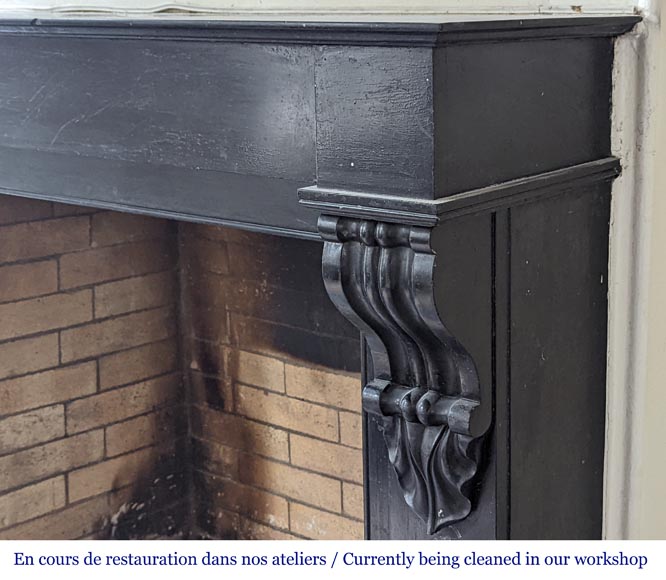 Napoleon III style mantel in black marble Napoleon III style mantel in black marble-7