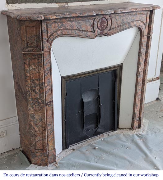 Louis XV style Pompadour mantel in Enjugerais marble Louis XV style Pompadour mantel in Enjugerais marble-2
