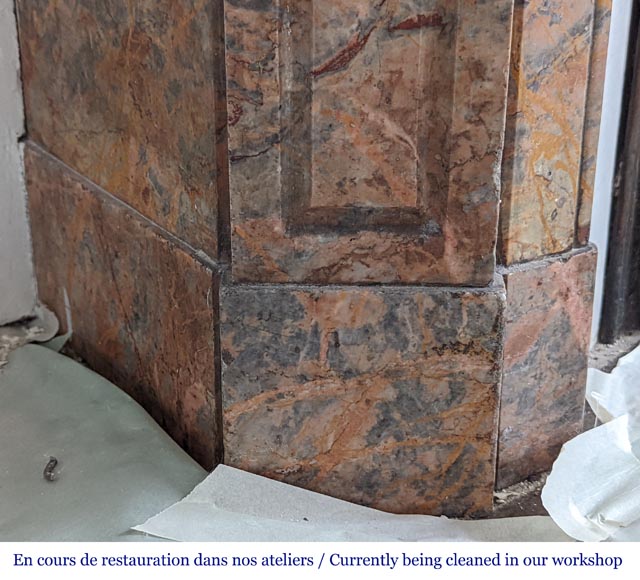 Louis XV style Pompadour mantel in Enjugerais marble Louis XV style Pompadour mantel in Enjugerais marble-4