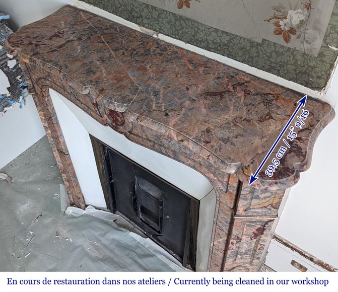 Louis XV style Pompadour mantel in Enjugerais marble Louis XV style Pompadour mantel in Enjugerais marble-8