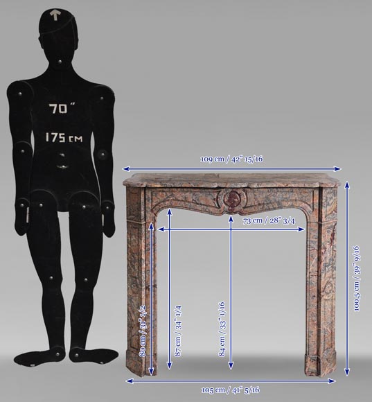 Louis XV style Pompadour mantel in Enjugerais marble Louis XV style Pompadour mantel in Enjugerais marble-9