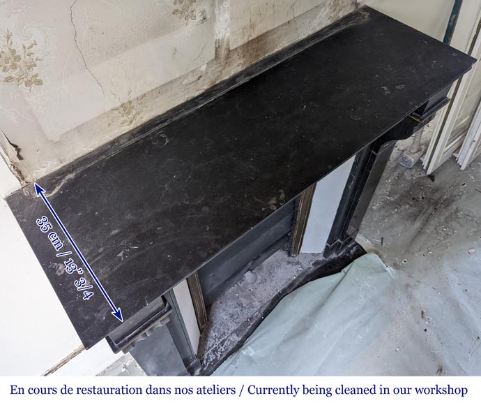 Napoleon III style mantel with modillion in fine black Belgian marble Napoleon III style mantel with modillion in fine black Belgian marble-8