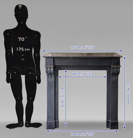 Napoleon III style mantel with modillion in fine black Belgian marble Napoleon III style mantel with modillion in fine black Belgian marble-9