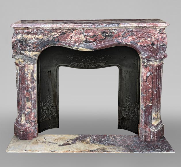 Regency style Pompadour mantelpiece, in Fleur de Pêcher marble Regency style Pompadour mantelpiece, in Fleur de Pêcher marble-0