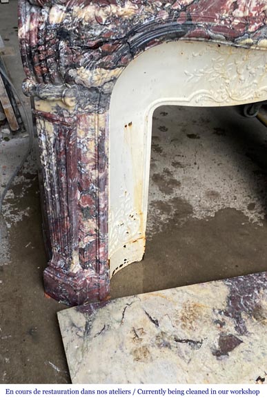 Regency style Pompadour mantelpiece, in Fleur de Pêcher marble Regency style Pompadour mantelpiece, in Fleur de Pêcher marble-1