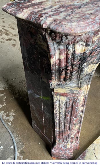 Regency style Pompadour mantelpiece, in Fleur de Pêcher marble Regency style Pompadour mantelpiece, in Fleur de Pêcher marble-2