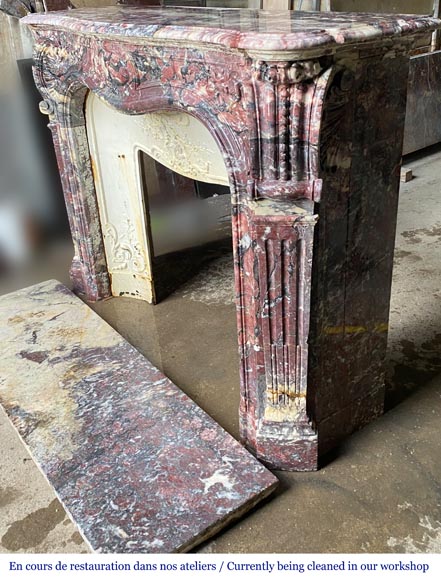 Regency style Pompadour mantelpiece, in Fleur de Pêcher marble Regency style Pompadour mantelpiece, in Fleur de Pêcher marble-4