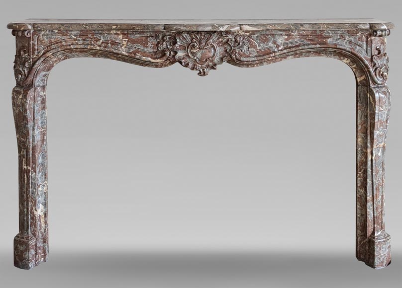 Louis XV style mantel in Rouge Royal marble, 18th century Louis XV style mantel in Rouge Royal marble, 18th century-0