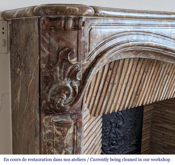 Louis XV style mantel in Rouge Royal marble, 18th century Louis XV style mantel in Rouge Royal marble, 18th century-5