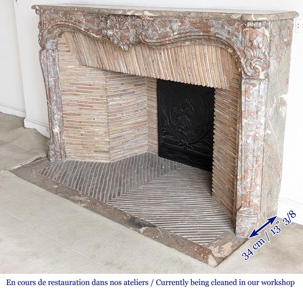 Louis XV style mantel in Rouge Royal marble, 18th century Louis XV style mantel in Rouge Royal marble, 18th century-7