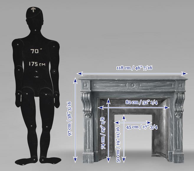 Napoleon III style Capucine model fireplace in blue Turquin marble Napoleon III style Capucine model fireplace in blue Turquin marble-7