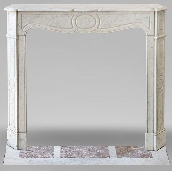 Louis XV style Pompadour mantel in Carrara marble Louis XV style Pompadour mantel in Carrara marble-0