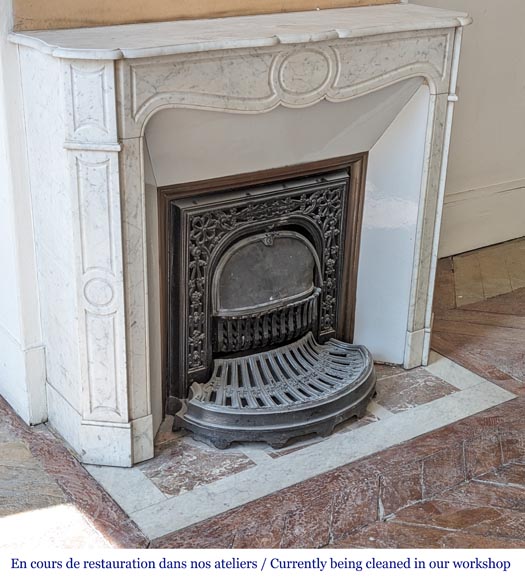 Louis XV style Pompadour mantel in Carrara marble Louis XV style Pompadour mantel in Carrara marble-2