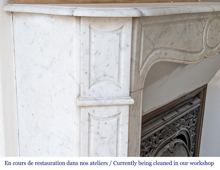 Louis XV style Pompadour mantel in Carrara marble Louis XV style Pompadour mantel in Carrara marble-3