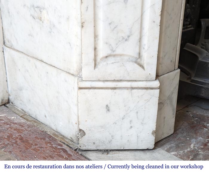 Louis XV style Pompadour mantel in Carrara marble Louis XV style Pompadour mantel in Carrara marble-4