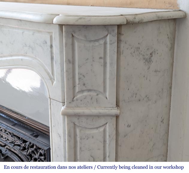 Louis XV style Pompadour mantel in Carrara marble Louis XV style Pompadour mantel in Carrara marble-6