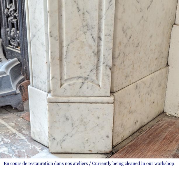 Louis XV style Pompadour mantel in Carrara marble Louis XV style Pompadour mantel in Carrara marble-7