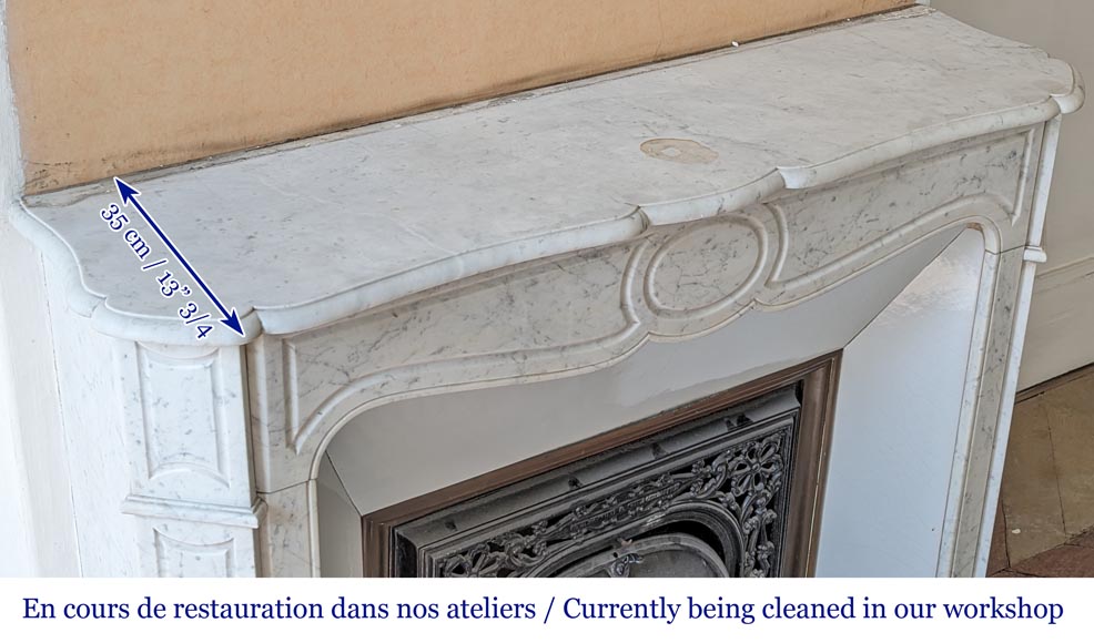 Louis XV style Pompadour mantel in Carrara marble Louis XV style Pompadour mantel in Carrara marble-9