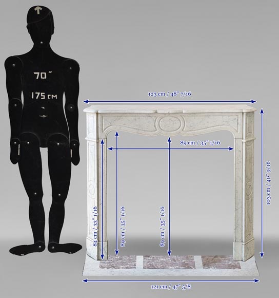 Louis XV style Pompadour mantel in Carrara marble Louis XV style Pompadour mantel in Carrara marble-10