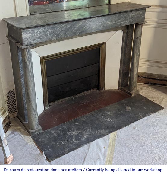 Directoire style mantel with detached columns in Turquin marble Directoire style mantel with detached columns in Turquin marble-2